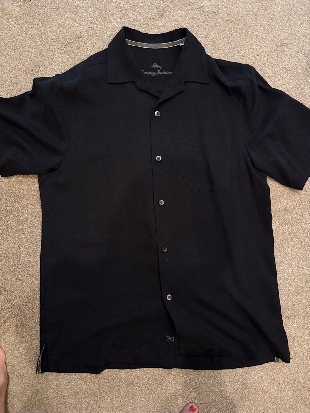 Tommy Bahama Black Short-Sleeve Camp Button-Down Shirt